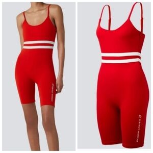 New Perfect Moment Seamless Stripe Red Fitness Suit NWT Medium